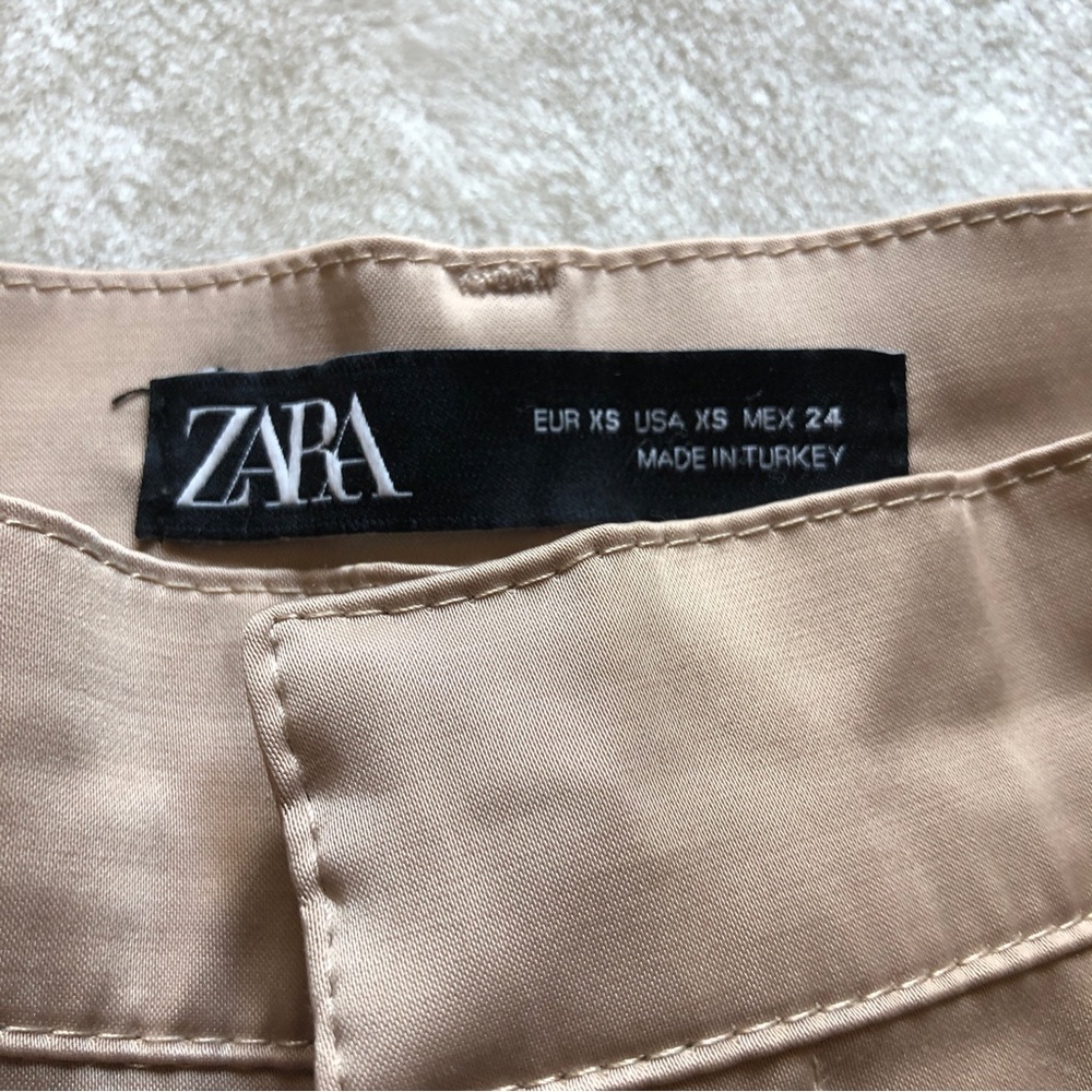 Zara Satin Tan High Waisted Cargo Pants Size XS - Picture 6 of 14